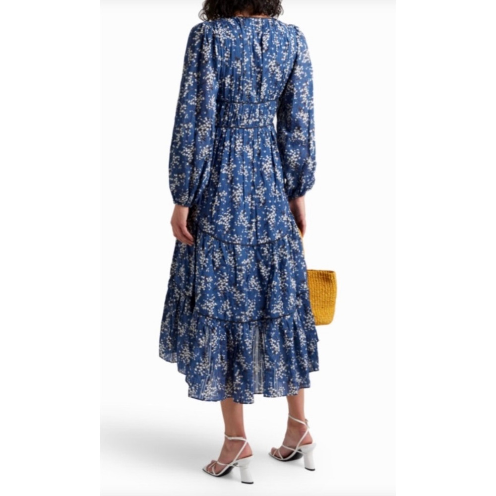 Ulla Johnson 2 Joan $479 Silk Cotton Puff Sleeve Midi Dress Cottagecore Coquette - Picture 6 of 12